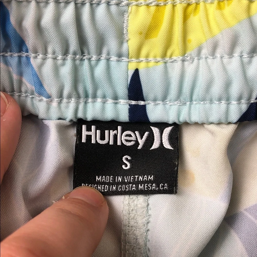 Hurley Blue Yellow Tropical Print‎ Swim Board Shorts
